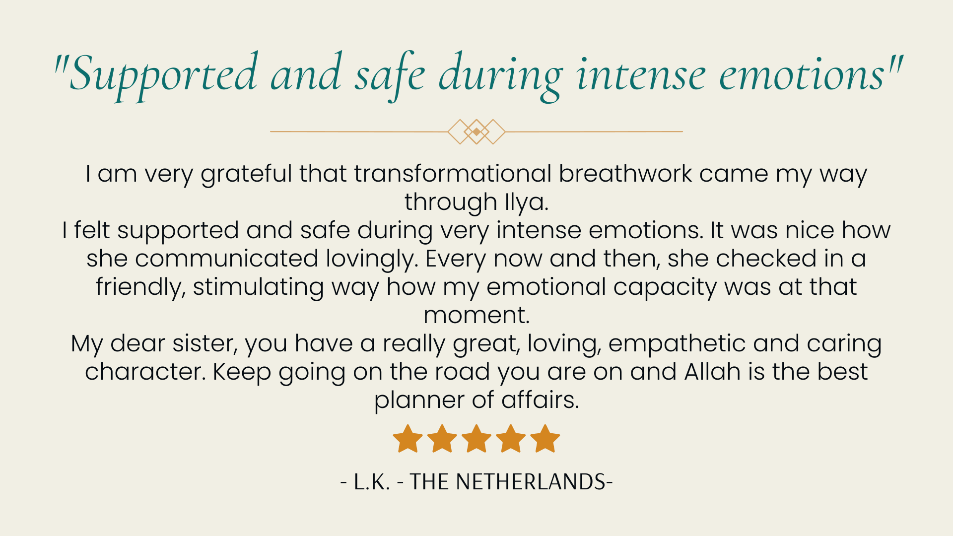 Supported and safe during intense emotions - breathwork testimonial L.K. The Netherlands