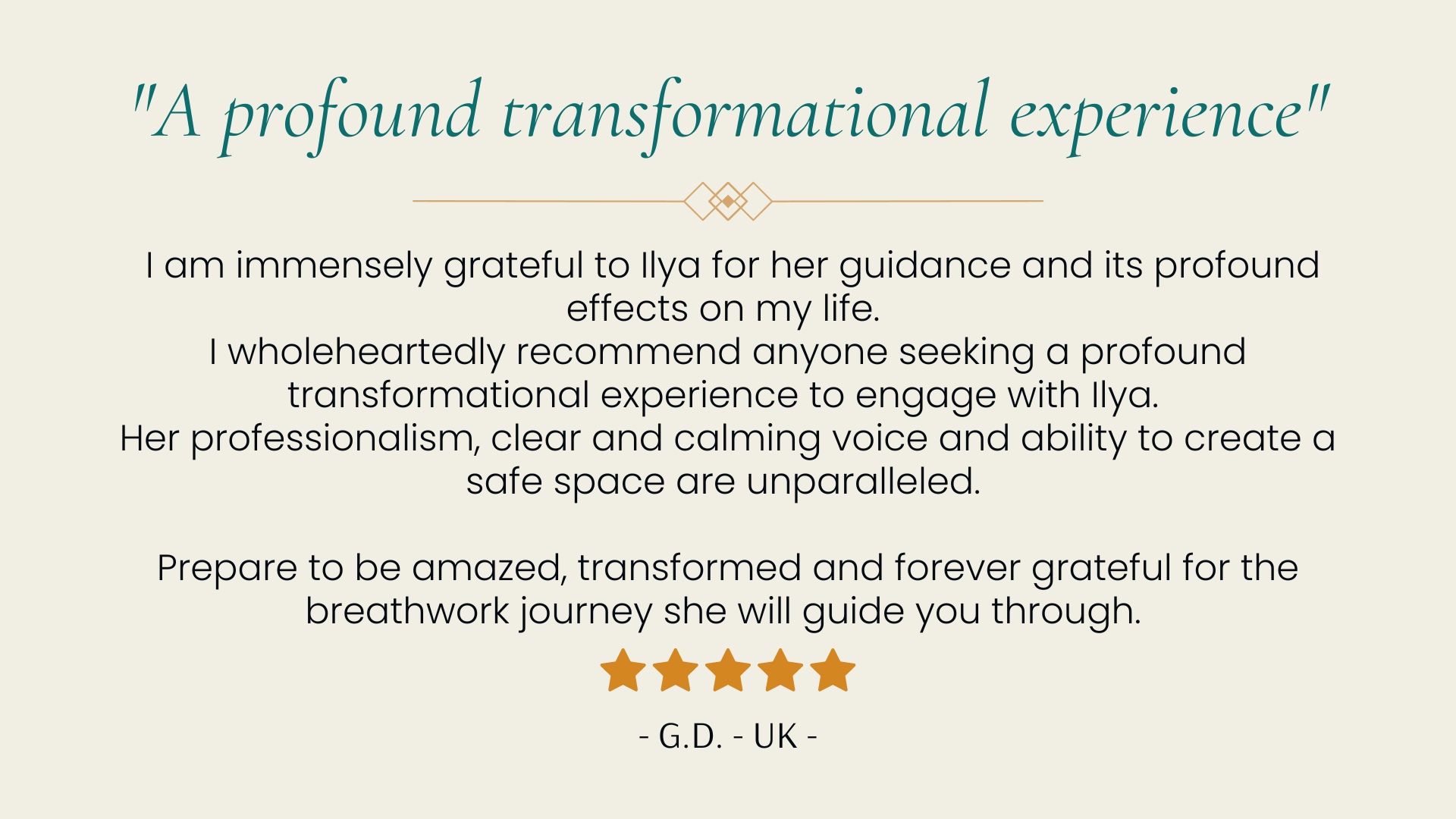 A profound transformational experience - breathwork testimonial G.D. UK